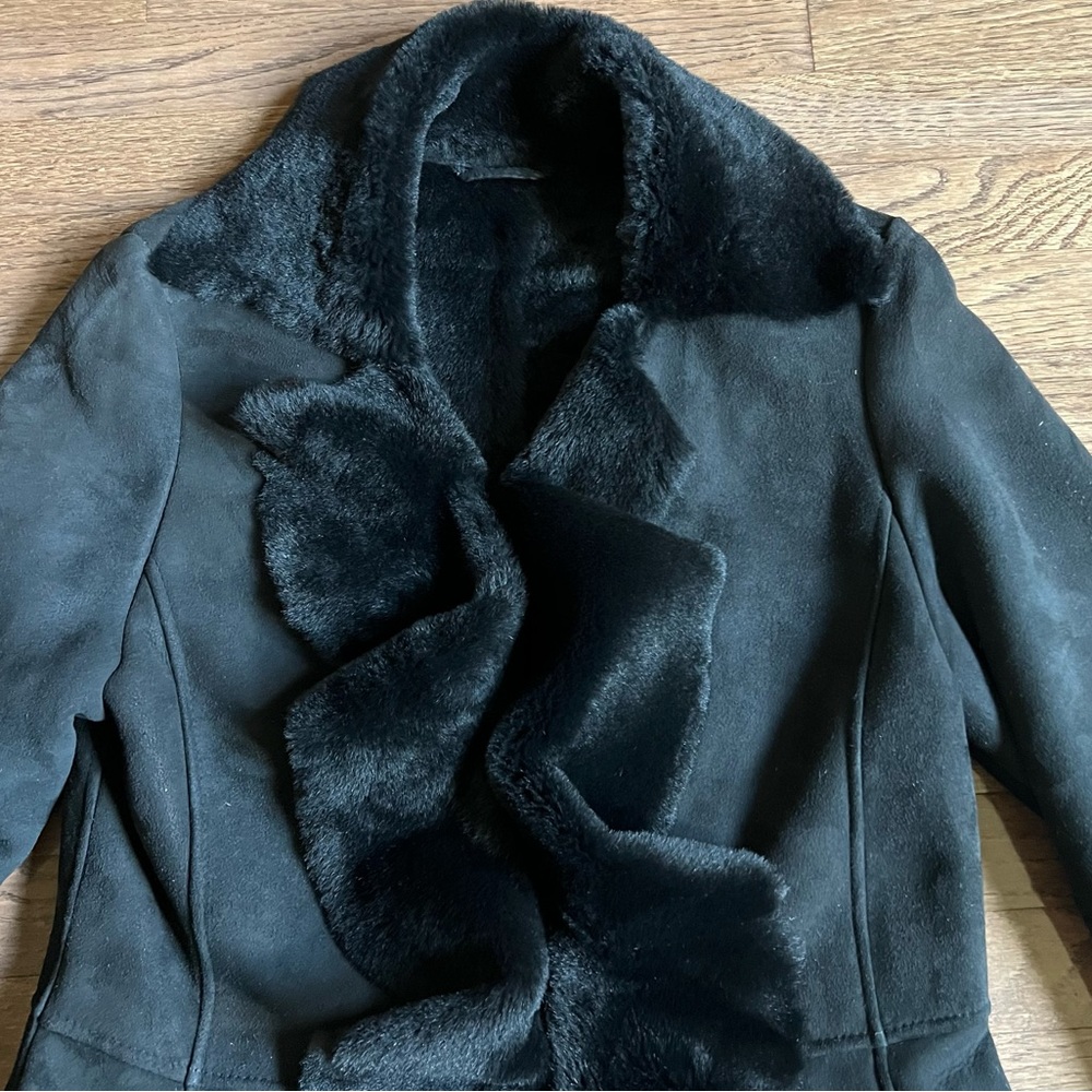 Genuine shearling midi coat - Picture 3 of 10